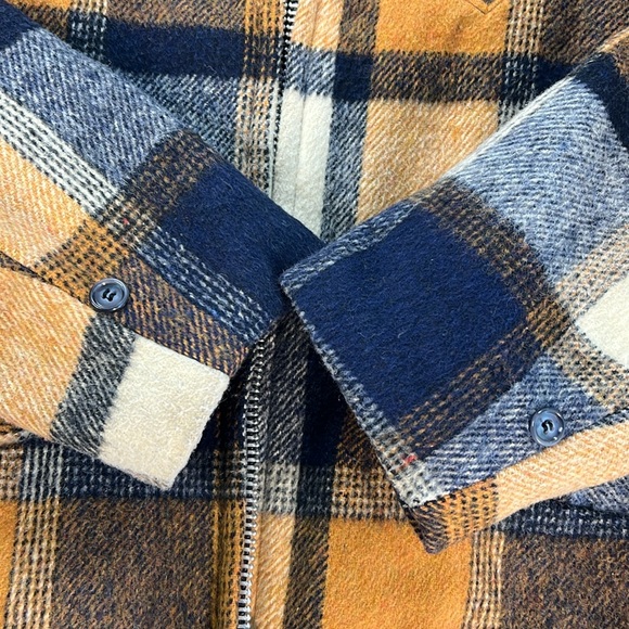 VTG Plaid Wool Shacket Heavyweight Jacket USA Work‎ Talon Zip Dagger Collar 38 - Picture 5 of 17